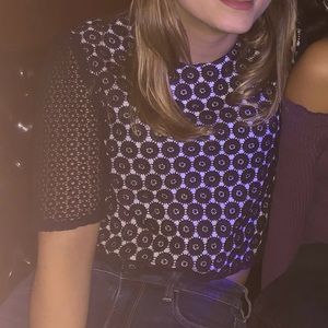 Black Floral Crop Top